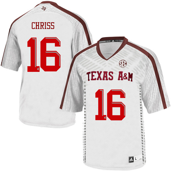 Men #16 Klyde Chriss Texas A&M Aggies College Football Jerseys Sale-White - Click Image to Close